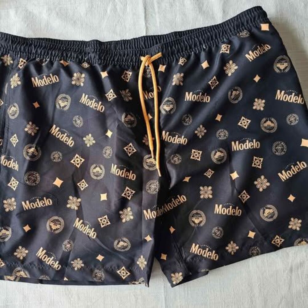 NWT Men's Modelo Beer Logo Black and Gold Men's Swim Short XXL